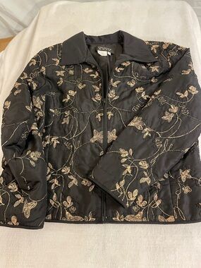 Christina Hope 100% Silk Shell Black Quilted Puffer Jacket